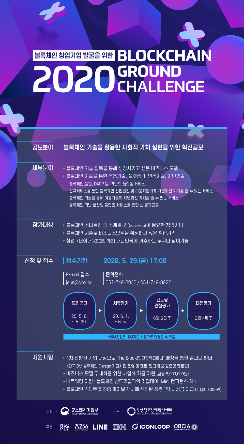  ‘2020 블록체인 그라운드 챌린지(BlockChain Ground Challenge)' 포스터. (출처: 부산창조경제혁신센터)