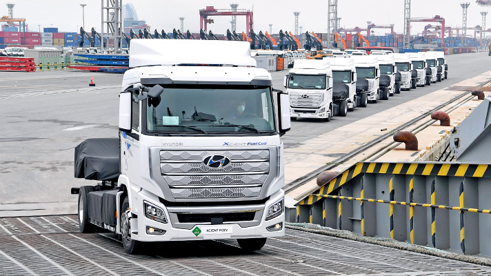 스위스에 수출한 엑시언트 수소전기 트럭 (출처: 현대자동차그룹)