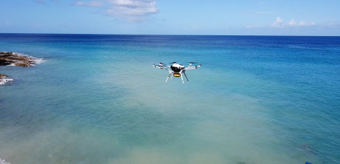 DMI는 버진아일랜드에서 응급의료물 배송 시연을 성공적으로 완수했다. (출처: 두산이노베이션모빌리티)