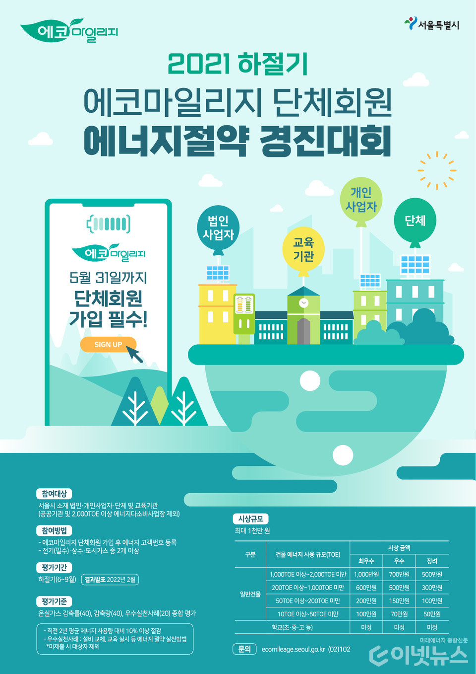 '하절기 에코마일리지 단체회원 에너지절약 경진대회' 포스터. (사진=서울시)