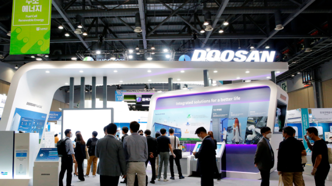  ‘2021 수소모빌리티+쇼 현장 모습. (사진=두산 제공)