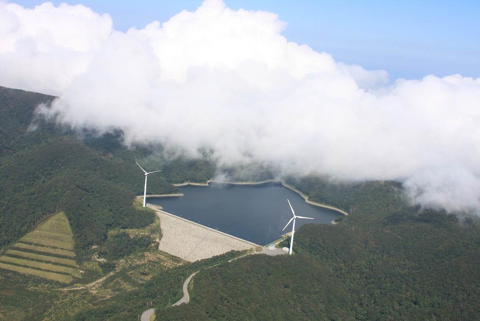 양양 양수발전소 상부댐 전경사진(항공) (사진=한수원)