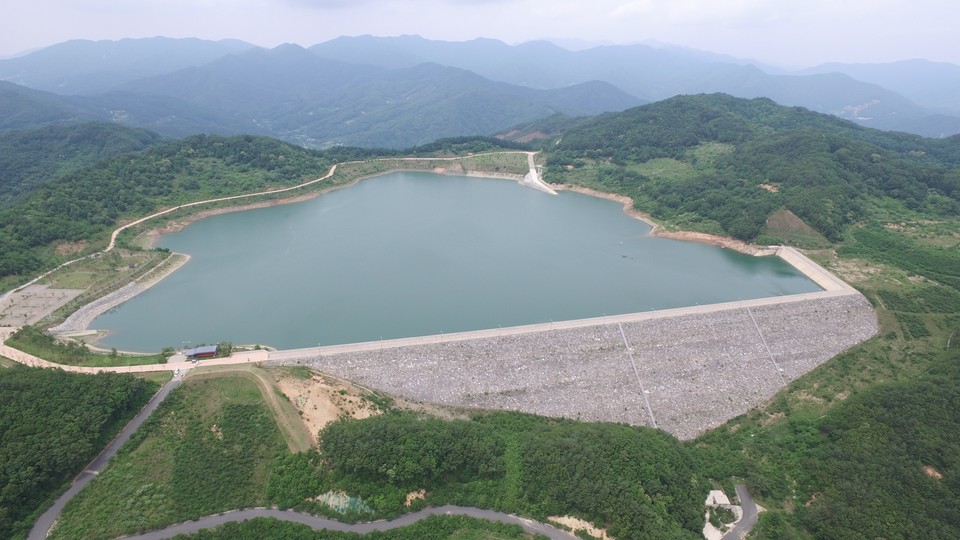 예천 양수발전소 상부댐 전경. (사진=한국수력원자력)