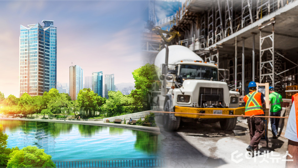 건설업계에도 친환경 바람이 불고 있다. (디자인=이넷뉴스)