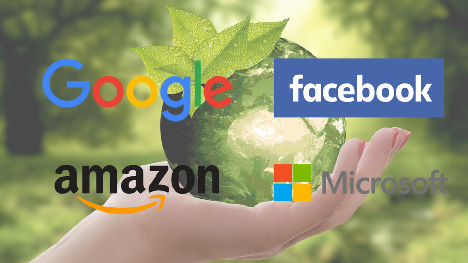 4대 빅테크 기업들이 넷 제로 달성에 한 목소리를 내고 있다. (디자인=이넷뉴스, 사진=픽사베이)