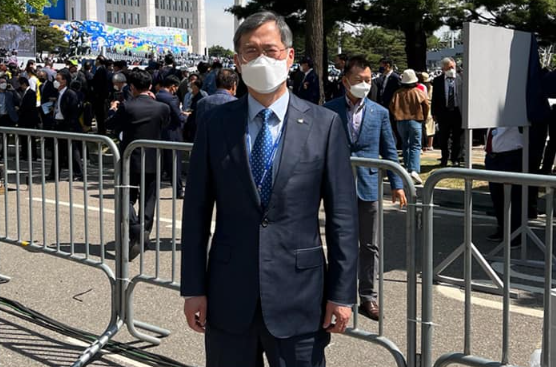 윤석열 대통령 취임식에 참석한 정재훈 사장. (사진=정재훈 사장 SNS)