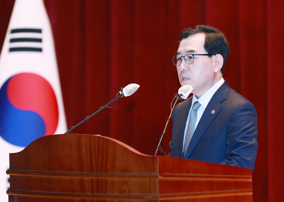 취임사 중인 이창양 장관. (사진=산업부 제공)