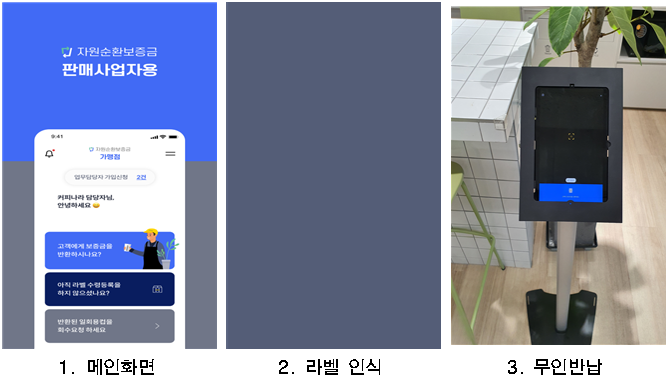 판매자용 '자원순환보증금’ 앱 화면. ​(사진=환경부)