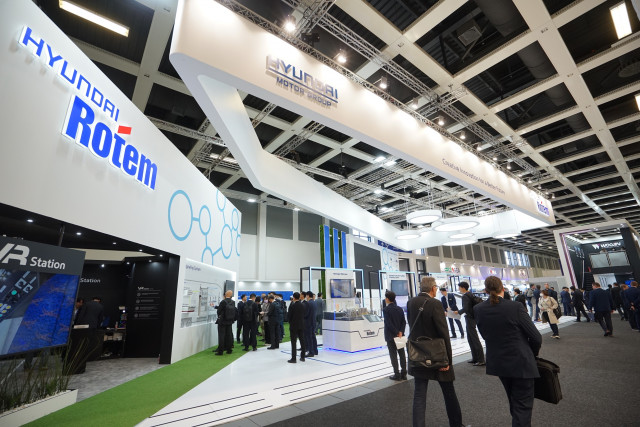 독일 베를린에서 열리는 ‘국제 철도차량·수송기술 박람회(InnoTrans 2022)’에 참가한 현대로템 전시관. (사진=현대로템 제공)