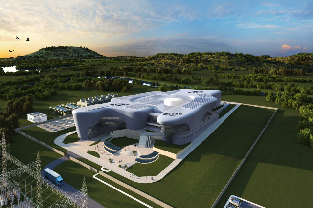 미 원전 해체 부지 오이스터 크릭에 첫 도입 예정인 SMR-160 모델 조감도. (사진=현대건설 제공)