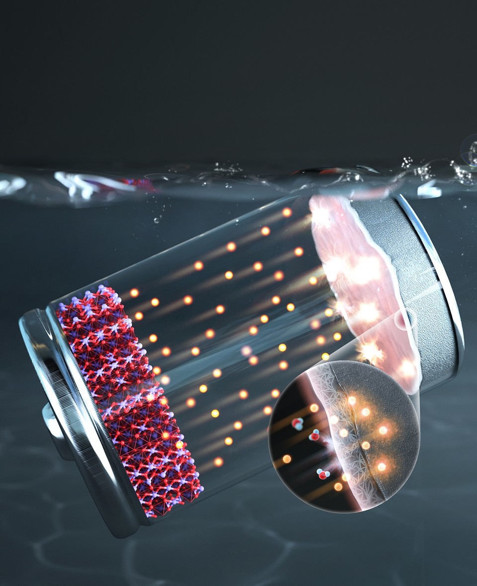 고분자 보호층을 통한 수계 아연 전지 안정화 모식도. (사진=POSTECH 제공)