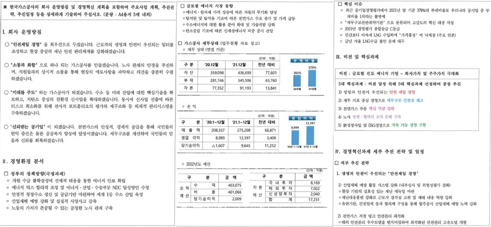 최 전 의원이 제출한 직무수행계획서. (자료=정일영 의원실 제공)