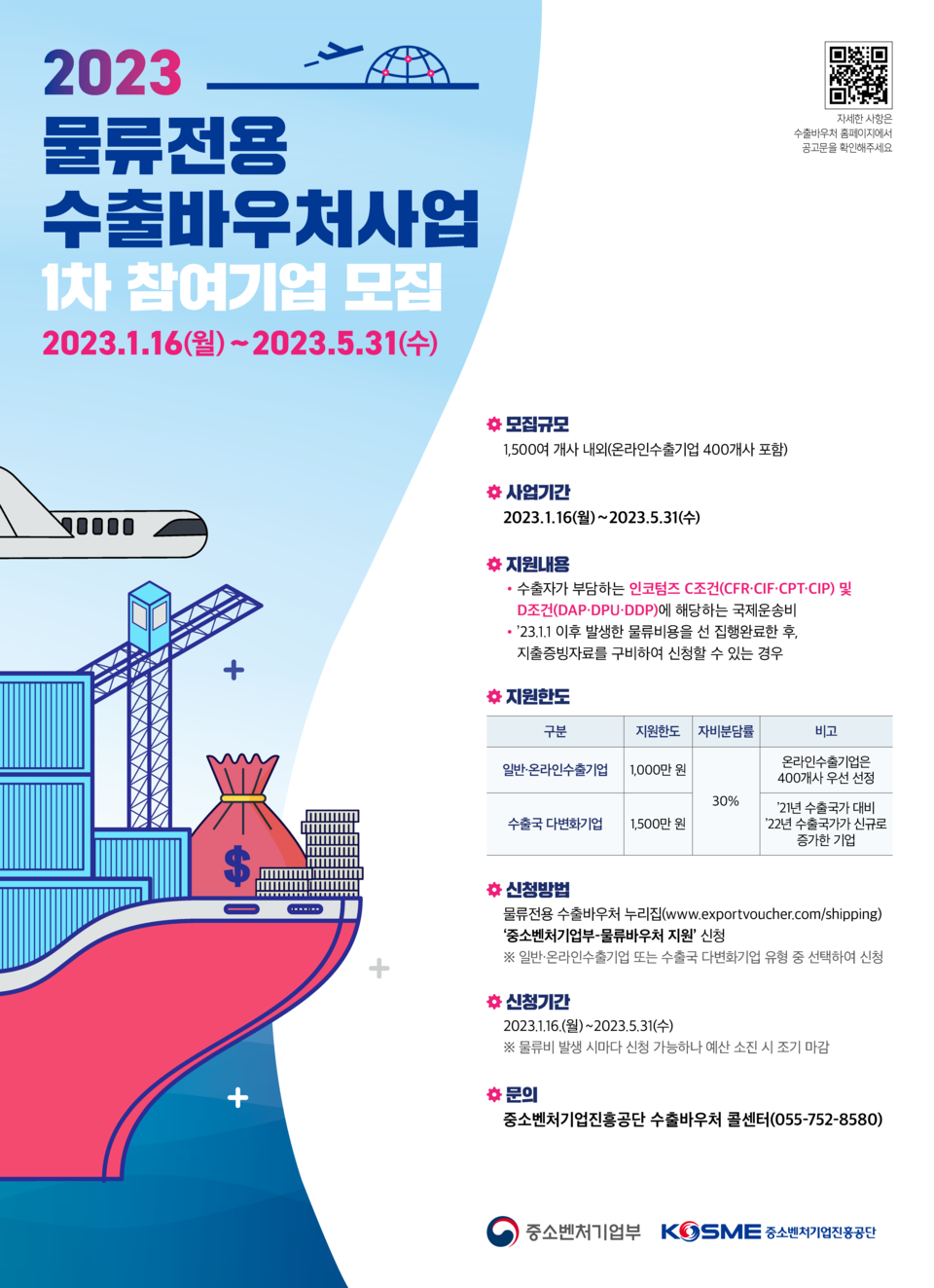 물류전용 수출바우처사업 안내 포스터. (사진=중진공 제공)