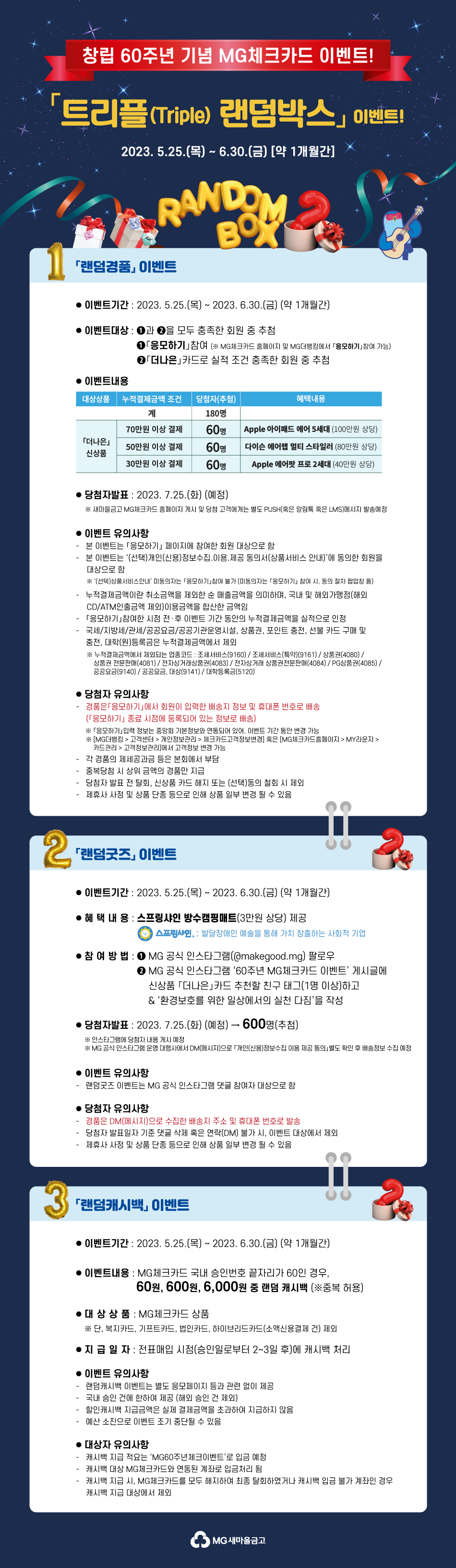 MG체크카드 신상품 ‘트리플 랜덤박스’ 이벤트. (사진=MG새마을금고 제공)