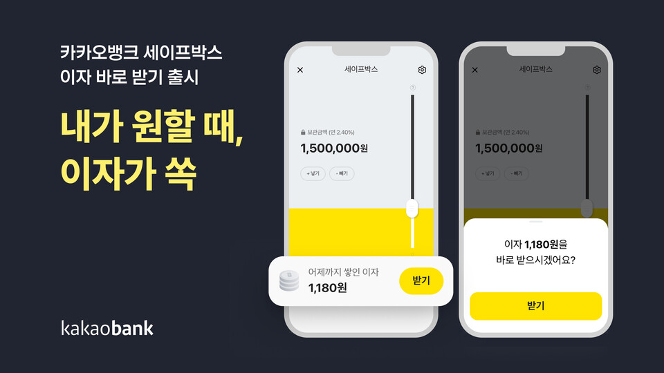 카카오뱅크 세이프박스 '이자 바로 받기'. (사진=카카오뱅크 제공)