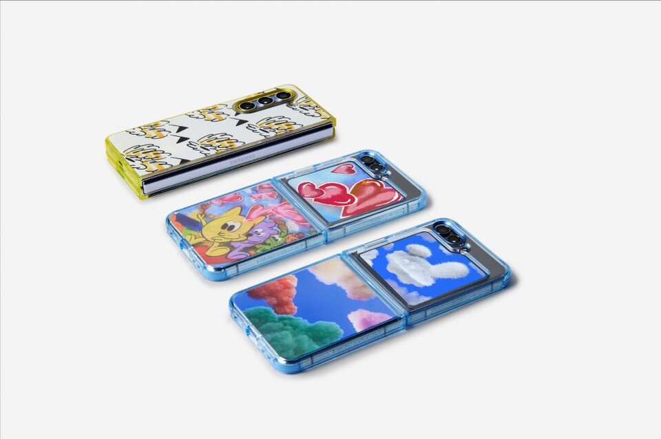 (왼쪽부터)갤럭시 Z 폴드5 아티스트 콜라보 케이스 하이다나 작가, 갤럭시 Z 플립5 아티스트 콜라보 케이스 이은 작가, 갤럭시 Z 플립5 아티스트 콜라보 케이스. (사진=삼성전자 제공)